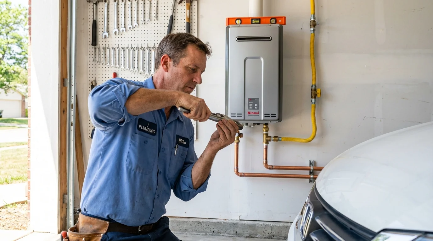 Tankless water heater installation by a Johns Plumbing LLC plumber in Frisco